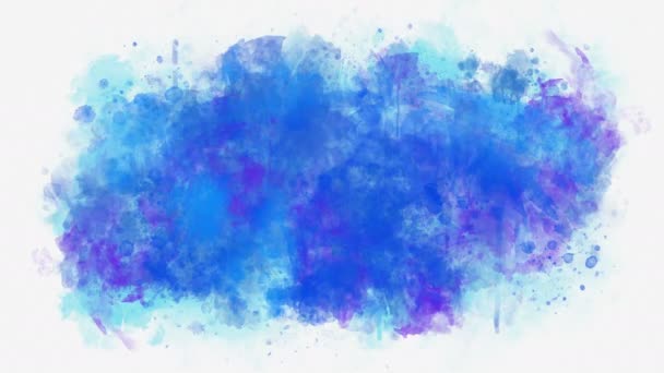 Blauer Abstrakter Hintergrund Mit Tintenspritzer Und Aquarell Bewegungseffekt — Stockvideo