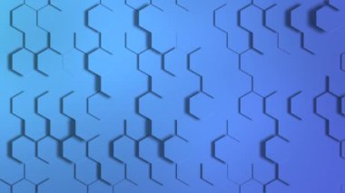 Üç boyutlu mavi geometrik altıgen soyut arkaplan. Hareket eden duvar. Bal petekleri. Animasyon döngüsü 4. 3d oluşturma