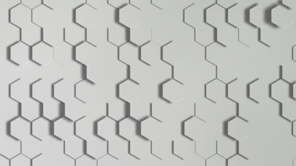 Hexagonal Branco Cinza Fundo Mínimo Forma Geométrica Branca Colmeia Ondas — Vídeo de Stock