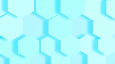 Üç boyutlu mavi geometrik altıgen soyut arkaplan. Hareket eden duvar. Bal petekleri. Animasyon döngüsü 4. 3d oluşturma