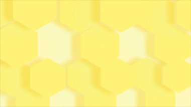 Sarı geometrik altıgen soyut arkaplan. Hareket eden duvar. Bal petekleri. Animasyon döngüsü 4. 3d oluşturma