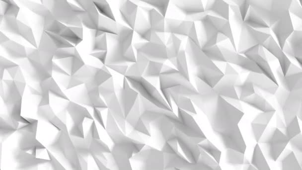 Абстрактная Полигональная Геометрическая Анимация Поверхности Очистите Мягкий Низкопольный Белый Серый — стоковое видео