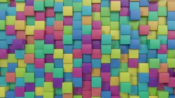 Abstrait Coloré Boucles Vagues Fond Cubes Sur Plan — Video