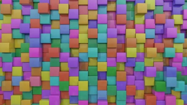 Colorido Abstrato Looped Fundo Ondas Cubos Plano — Vídeo de Stock