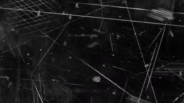 Наложение Рамку Имитации Старого Фильма Царапинами Зерном Черном Фоне — стоковое видео