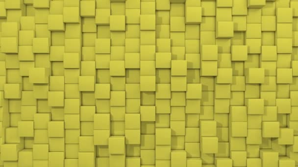 Yellow Abstract Looped Background Waves Blue Cubes Plane — Stock Video