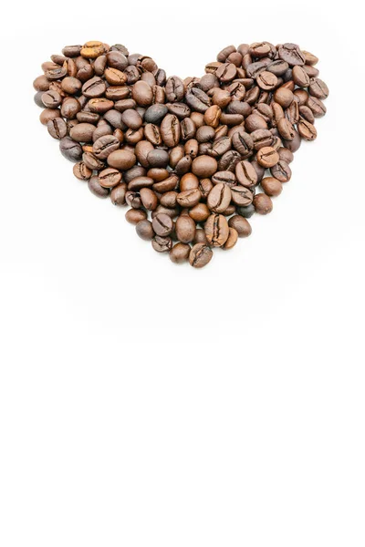 Кофейные Зерна Сердце Форме Изолированных Белом Фоне — стоковое фото