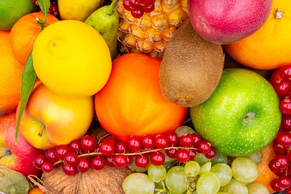 Conceito Fundo Sortimento Frutas Frescas — Fotografia de Stock