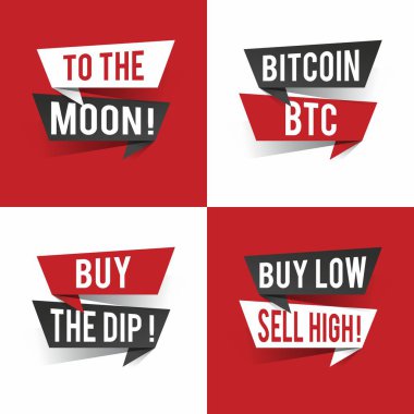 Modern tasarım bitcoin BTC kripto para birimi metni konuşma baloncukları kavramı üzerine. Vektör illüstrasyonu