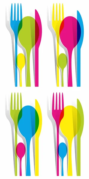 Multicolored Cutlery Icons Set — Stock Vector