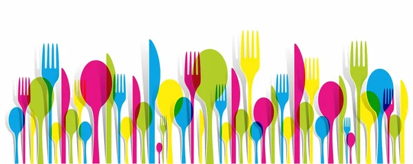 Multicolored Cutlery Icons Set — Stock Vector