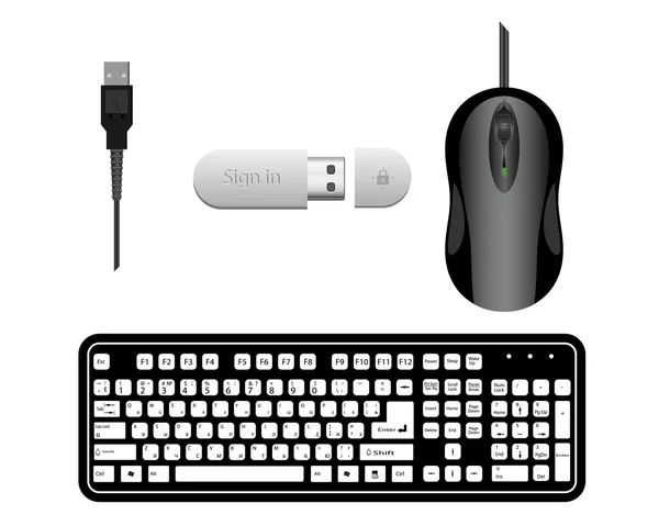Teclado ratón unidad flash USB — Archivo Imágenes Vectoriales