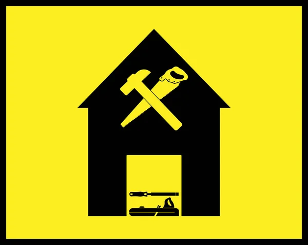 Home Repair Icon Tool Black Tone Yellow Background — Stock Vector