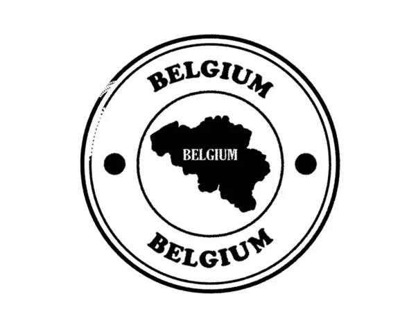 Blushed Belgium Stamp Lettering Black White Background — Stock Vector