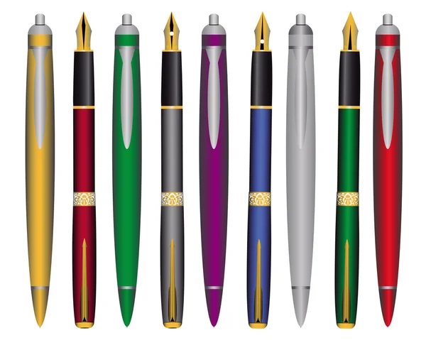 Pena dan pena tinta - Stok Vektor