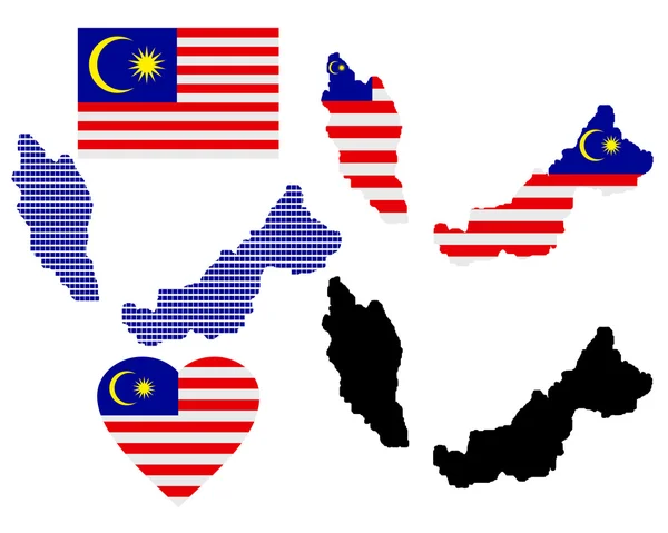 Malaysische Landkarten — Stockvektor