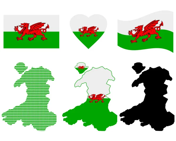 El mapa de Gales — Archivo Imágenes Vectoriales