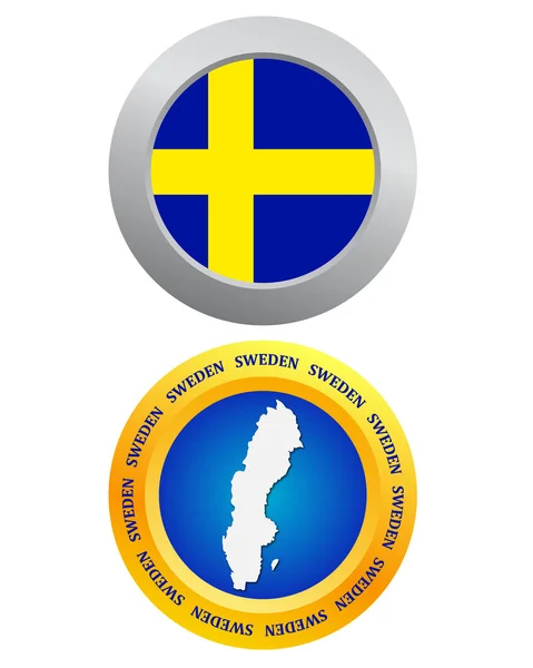 Tlačítko jako symbol Švédsko — Stockový vektor