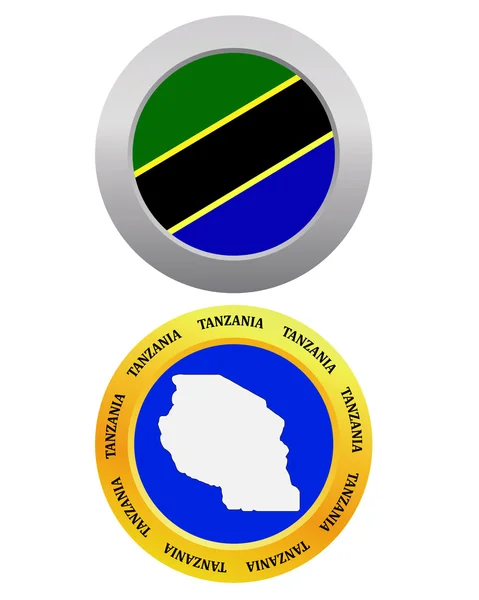 タンザニアのシンボル マップ ボタン — ストックベクタ