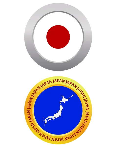 Botón como símbolo mapa JAPÓN — Vector de stock