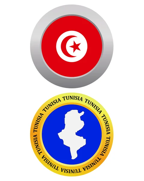 Düğme kadar bir sembol harita Tunus — Stok Vektör