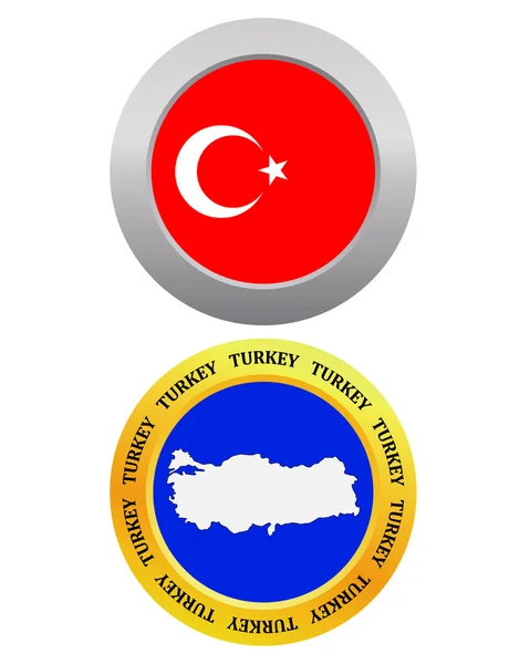 Düğme sembolü harita Türkiye olarak — Stok Vektör
