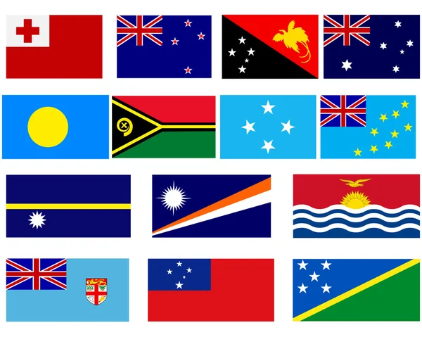 Lijst van vlaggen van landen in Oceanië — Stockvector