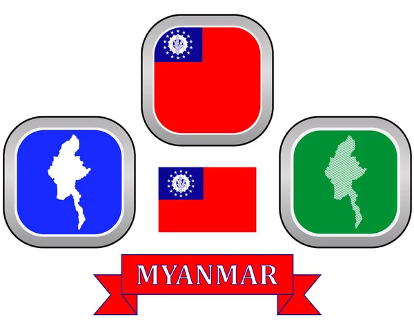 O mapa de Myanmar — Vetor de Stock