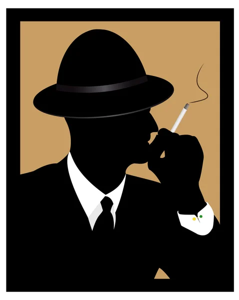 A man smokes a cigarette — Stock Vector