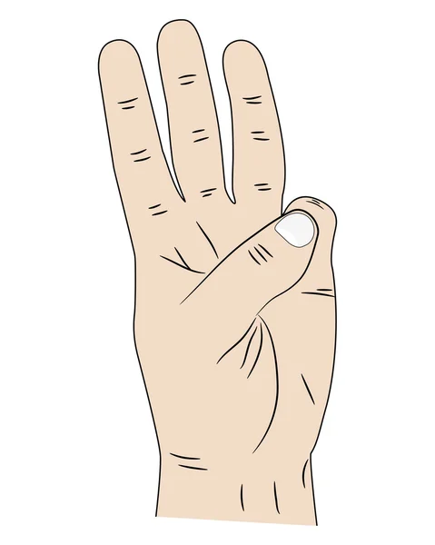 Hand with three fingers up — Stock Vector