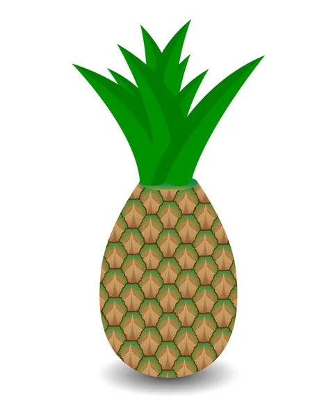 Piña con hoja verde — Vector de stock