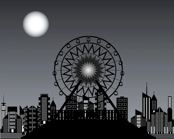 Grandes roues la nuit — Image vectorielle
