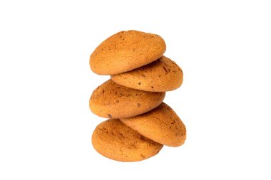 Beyaz arka planda yulaf ezmeli kurabiyeler