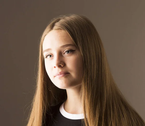 Very Beautiful Young Girl Long Blonde Hair Face Angel Concept — Stock Photo, Image