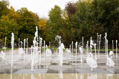 Yere bir su akıntısı sıçrıyor. Yerden fışkıran bir kaynak.