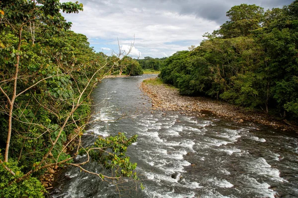 Landscape Sarapiqui River Costa Rica Rainforest Seen Bridge Porto Viejo — Stock Photo, Image