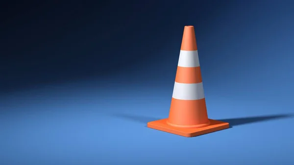 Cone Tráfego Laranja Isolado Fundo Azul Marcadores Forma Cone Ilustração — Fotografia de Stock