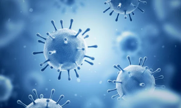 Virüs. Mavi renk. Mikroorganizmalar. Coronavirus. 3d illüstrasyon.