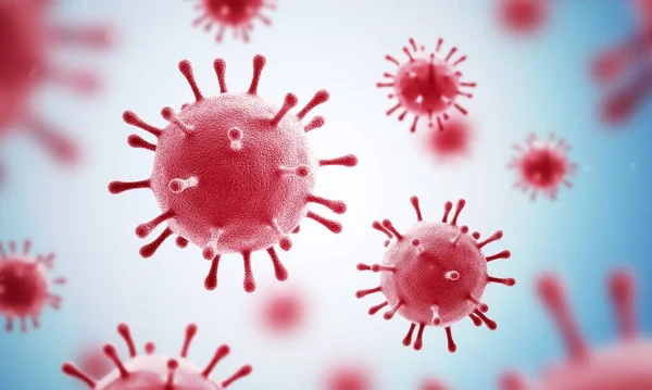 Virus Červená Barva Mikroorganismy Koronavirus Ilustrace — Stock fotografie