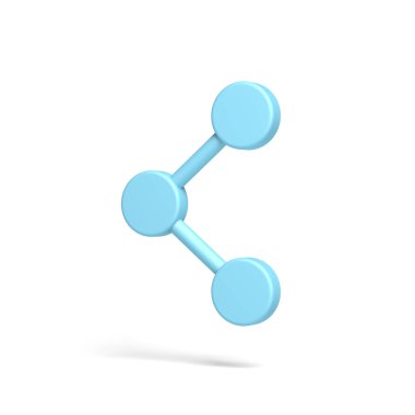 Blue share icon isolated on white background. 3d illustration.