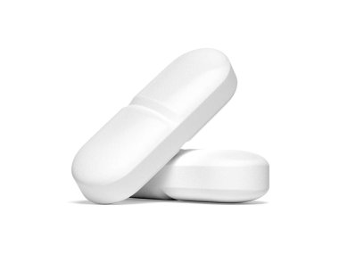 Beyaz arka planda beyaz haplar. 3d illüstrasyon.