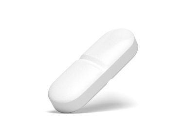 Beyaz arka planda beyaz hap. 3d illüstrasyon.