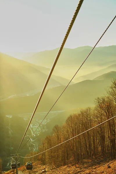 Cable car route at autumn — 스톡 사진