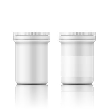 Haplar için beyaz plastik şişe.