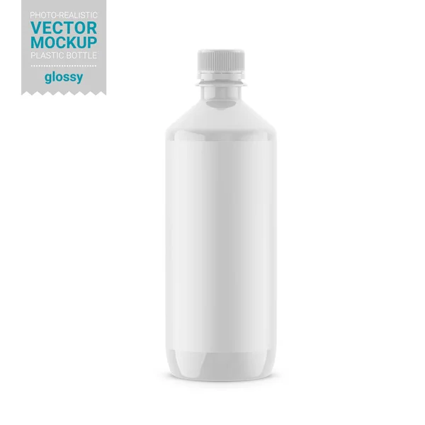 Mockup bottiglia di plastica bianca lucida. Illustrazione vettoriale. — Vettoriale Stock