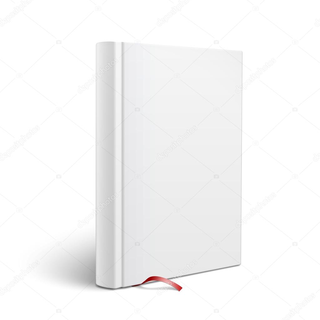 Blank vertical book with bookmark template.