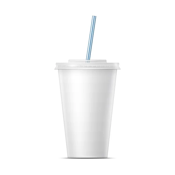 Papel blanco soda taza plantilla . — Vector de stock