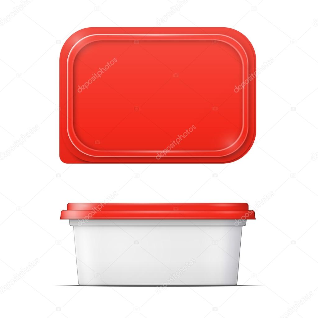 White butter container with red lid template.