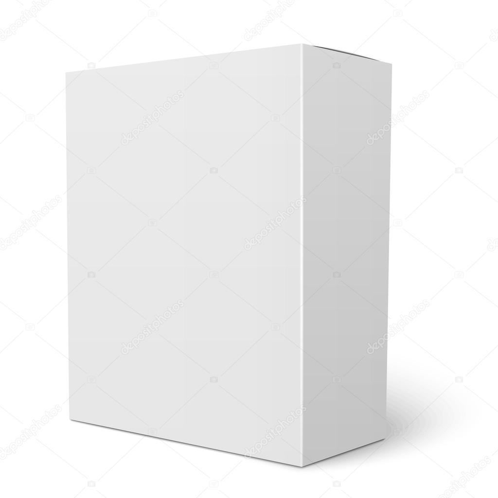 White vertical cardboard box template.