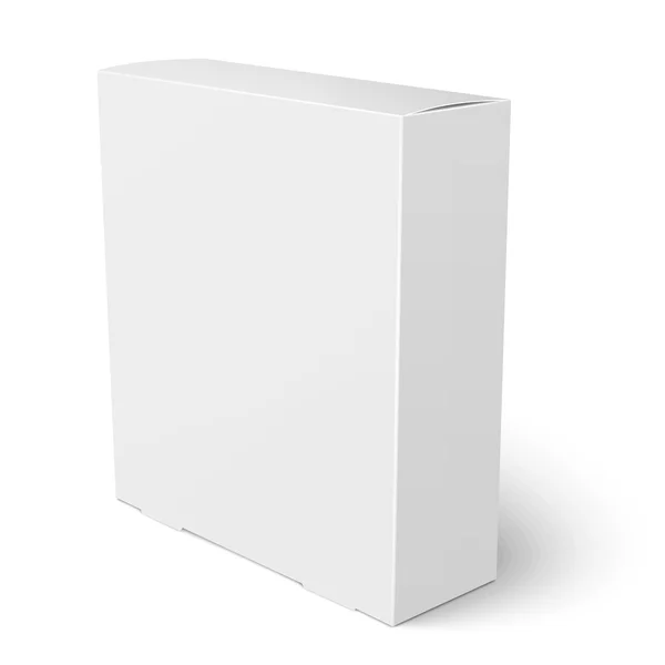 Bílý svislý papírové krabice šablona. — Stockový vektor
